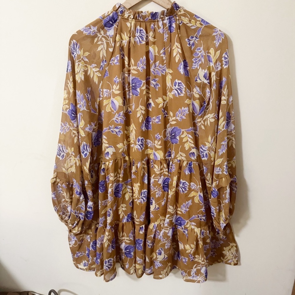 Altar'd State Womens Neutral Floral Long Sleeve Dress Size Large Fall - Picture 3 of 8